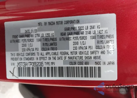 2023 Mazda Cx-9 Touring Plus from USA, damaged, VIN JM3TCBAY7P0652085